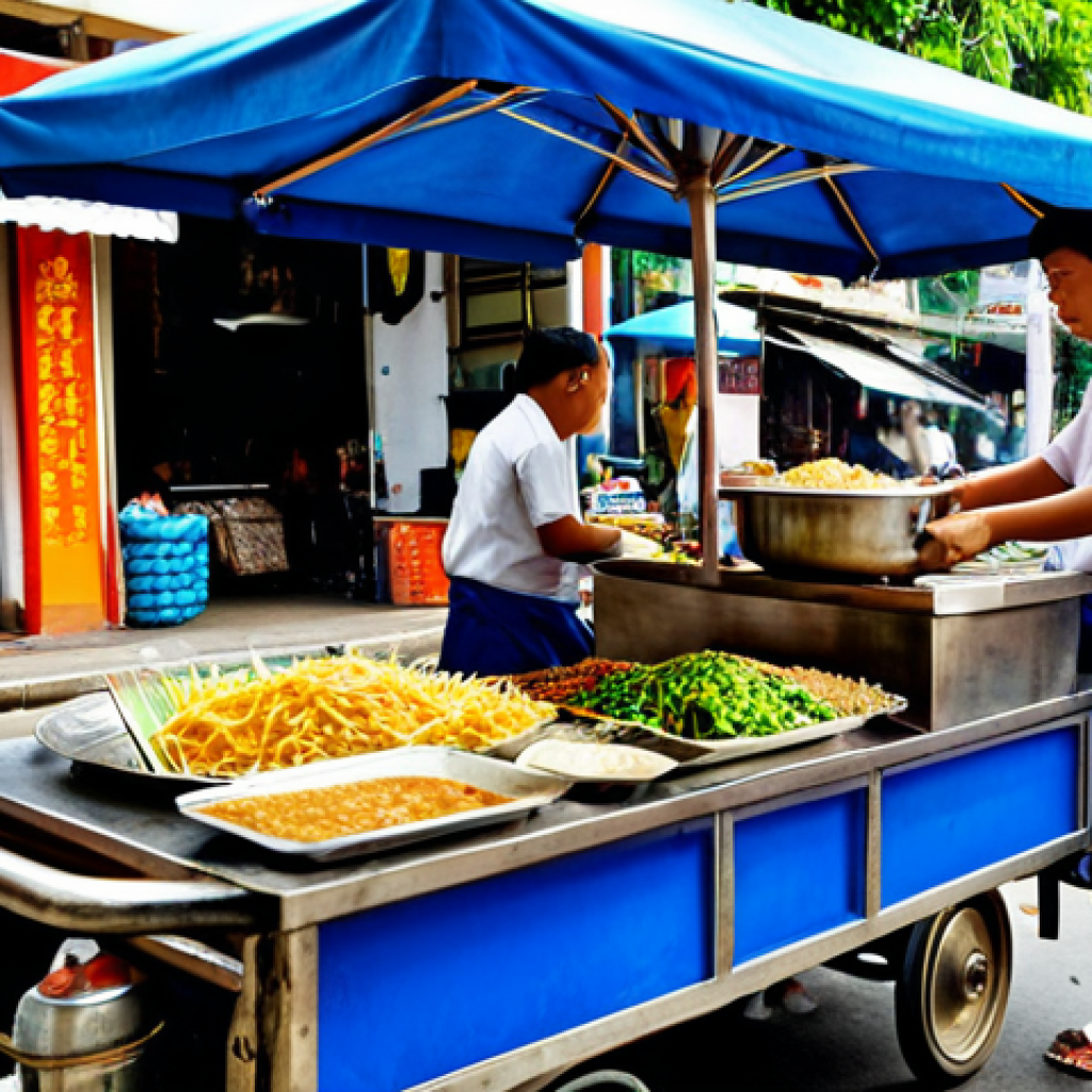 내러티브 건강법의 장단점 비교 - Thai Street Food Vendor**
* A friendly Thai street food vendor (male or female) preparing Pad Tha...