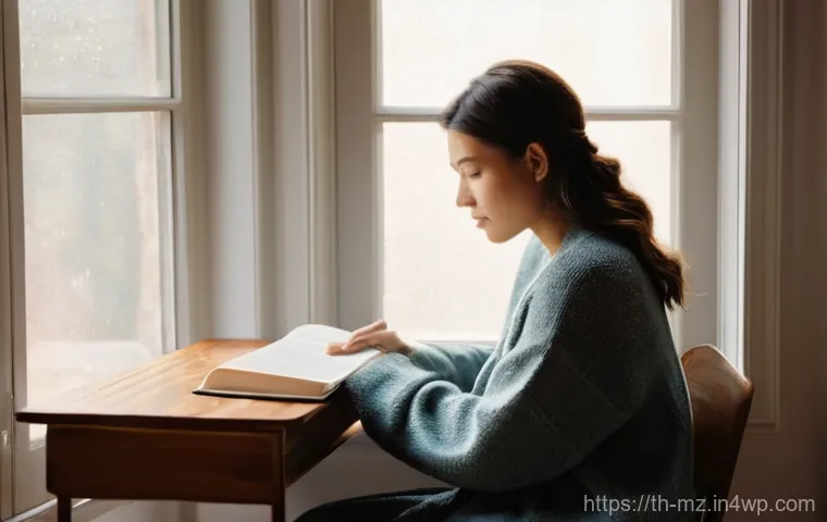 내러티브 건강법의 적용 분야 - **A Serene Moment of Reflection and Healing:**
    A woman in her late 20s to early 30s, wearing a l...